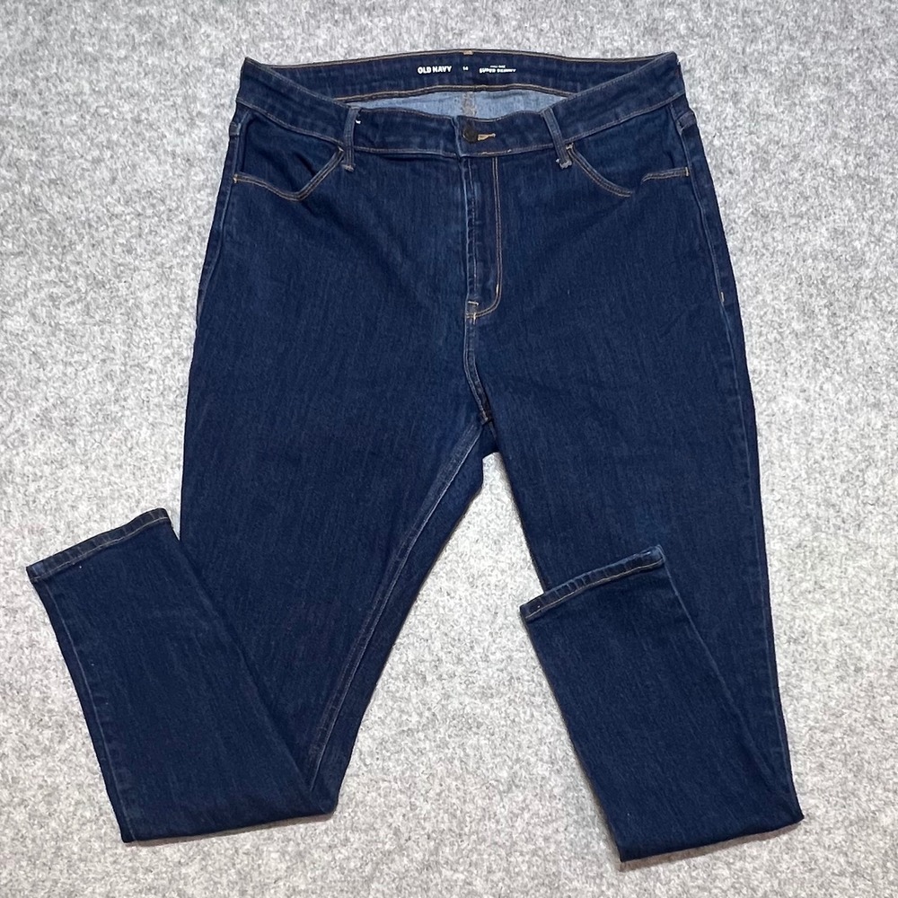 Old Navy High Rise Super Skinny Jeans Dark Wash Blue Stretch Denim Women‎ 14